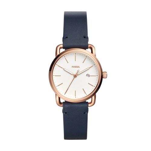 Fossil The Commuter Three-hand Date Navy Leather Watch  Jewelry - Es4334