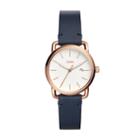 Fossil The Commuter Three-hand Date Navy Leather Watch  Jewelry - Es4334