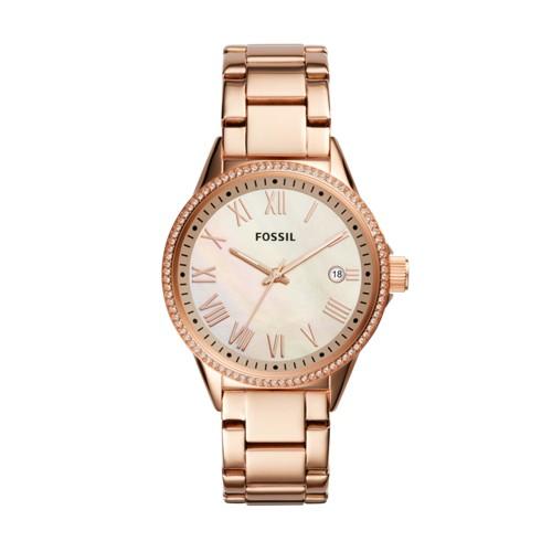 Fossil Blythe Three-hand Rose Gold-tone Stainless Steel Watch  Jewelry - Bq3210