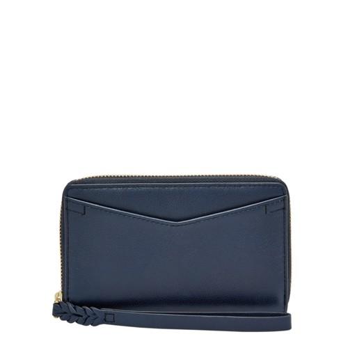 Fossil Caroline Rfid Smartphone Zip Around Wallet  Wallet Midnight Navy- Sl7352406