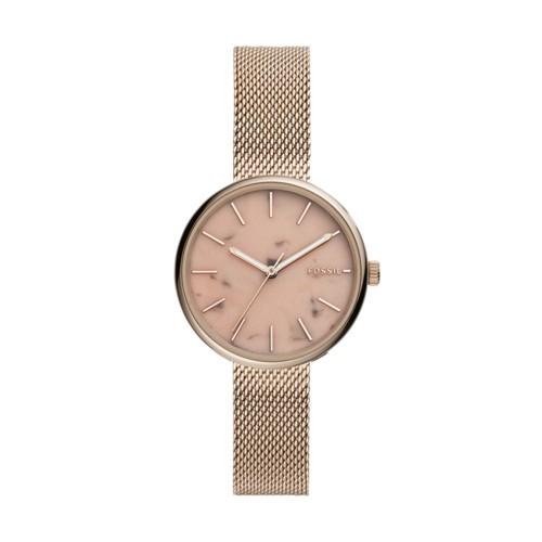 Fossil Hutton Three-hand Pastel Pink Stainless Steel Watch  Jewelry - Bq3492