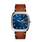 Fossil Rutherford Three-hand Day-date Light Brown Leather Watch  Jewelry - Fs5334