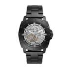 Fossil Privateer Sport Mechanical Black Stainless Steel Watch  Jewelry - Bq2426