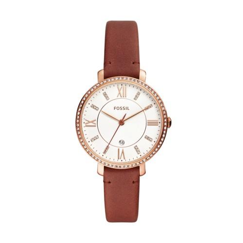 Fossil Jacqueline Three-hand Date Terracotta Leather Watch  Jewelry - Es4413