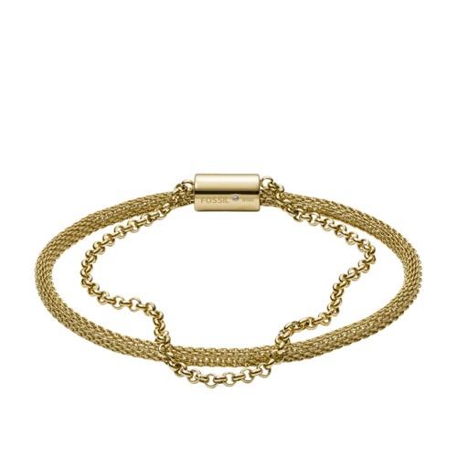Fossil Double-strand Mesh And Gold-tone Stainless Steel Bracelet  Jewelry - Jf03022710