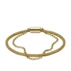 Fossil Double-strand Mesh And Gold-tone Stainless Steel Bracelet  Jewelry - Jf03022710