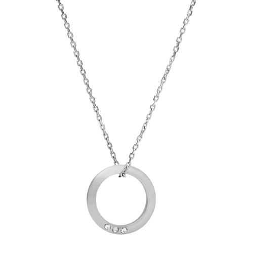 Fossil Open Circle Silver-tone Brass Necklace  Jewelry Silver- Joa00445040