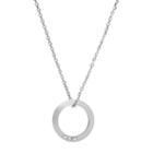 Fossil Open Circle Silver-tone Brass Necklace  Jewelry Silver- Joa00445040