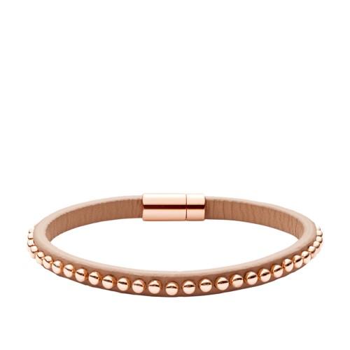 Fossil Beaded Nude Leather Bracelet  Jewelry Rose Gold- Joa00389791