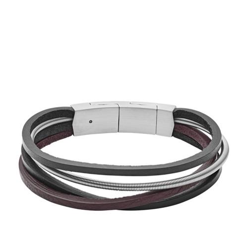 Fossil Multi-strand Silver Leather Bracelet  Jewelry - Jf03002040