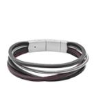 Fossil Multi-strand Silver Leather Bracelet  Jewelry - Jf03002040