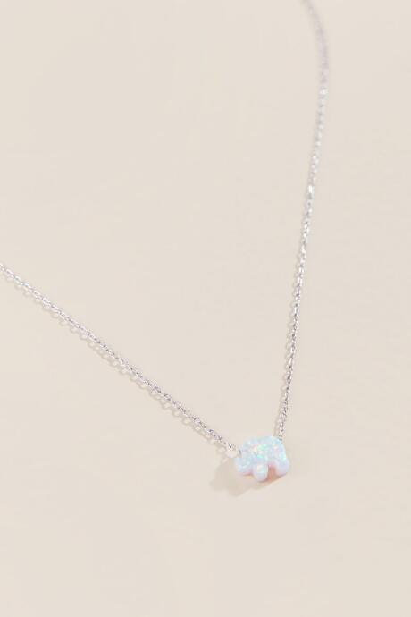 Francesca's Jacey Opal Elephant Necklace - Iridescent
