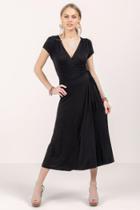 Francesca's Angela Wrap Front Midi Dress - Black
