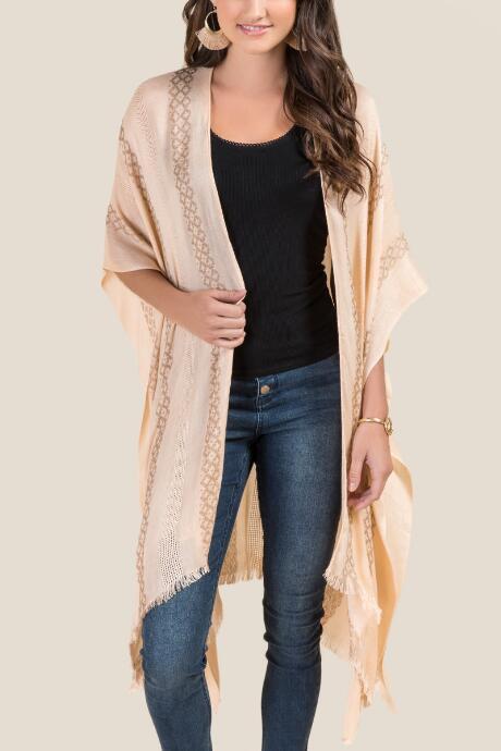 Francesca's Cyra Striped Ruana - Blush