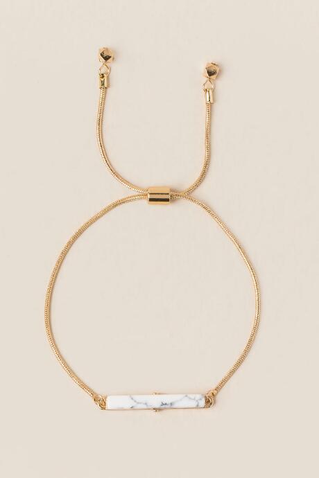 Francesca's Christine Howlite Pull Tie Bracelet - White