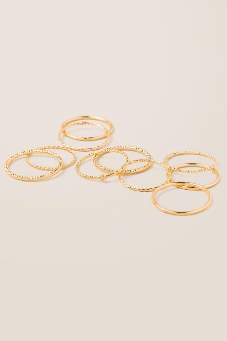 Francesca's Alpena Brass Band Ring Set In Gold - Gold