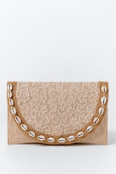 Francesca's Allie Shell Fold Over Clutch - Natural