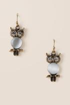 Francesca's Luna Owl Drop Earrings - Gray