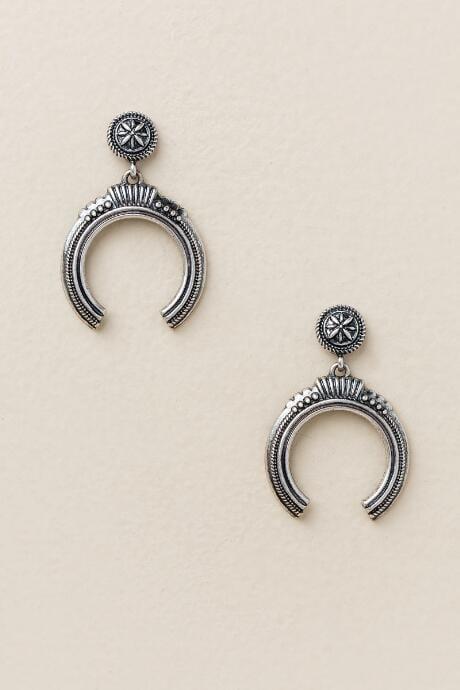 Francesca's Monique Bull Horn Drop Earring - Silver
