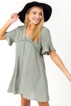 Francesca's Elliana Front Button Dress - Olive