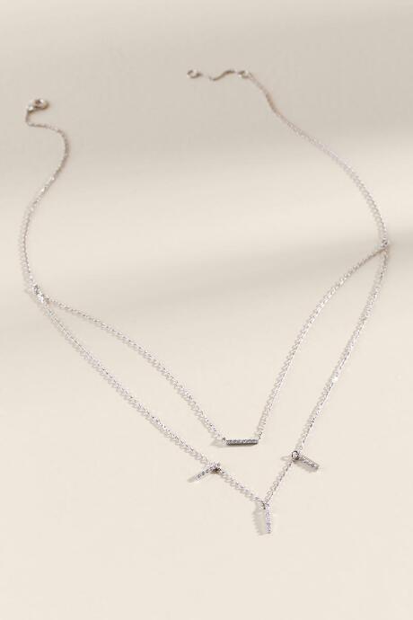 Francesca's Belinda Cubic Zirconia Bar Layered Necklace - Silver
