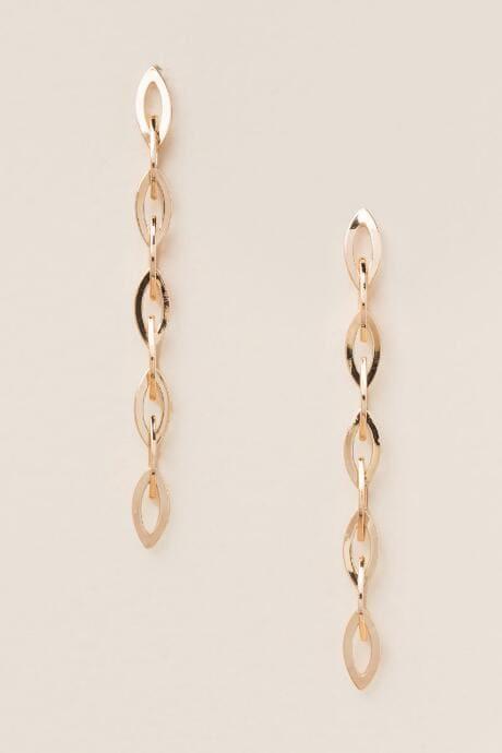 Francesca's Arden Linked Chain Linear Earrings - Gold