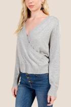 Francesca's Betheney Surplus Cropped Sweater - Heather Gray