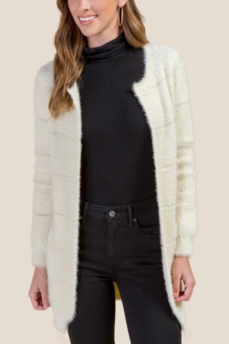 Francesca's Maria Eyelash Horizontal Stitch Cardigan - Ivory