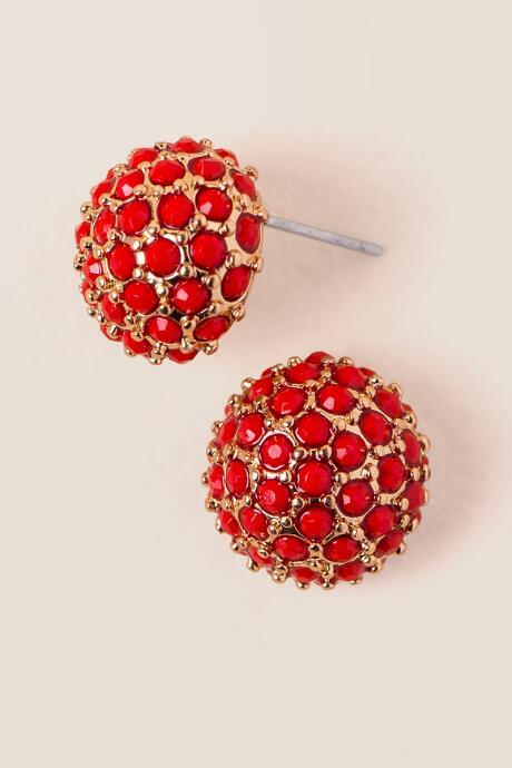 Francesca's Julietta Dome Stud Earring In Red - Red