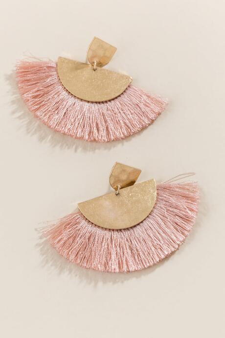 Francesca's Addison Fan Tassel Earring - Rose