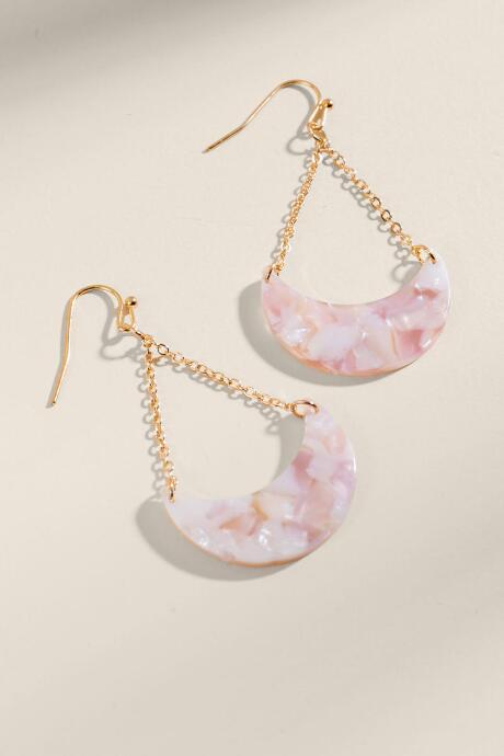 Francesca's Delaney Marbled Resin Chain Drop Earrings - Blush