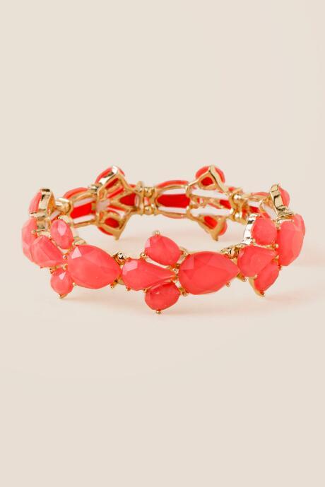 Francesca's Alexis Cluster Stretch Bracelet - Neon Coral