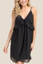 Francesca Inchess Pauline Ruffle Babydoll Shift Dress - Black