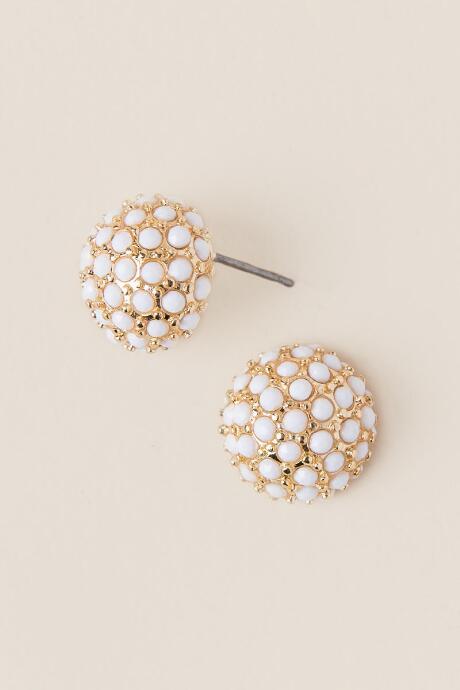 Francesca's Julietta Dome Stud Earring In White - White