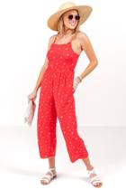 Francesca's Mellie Floral Jumpsuit - Red