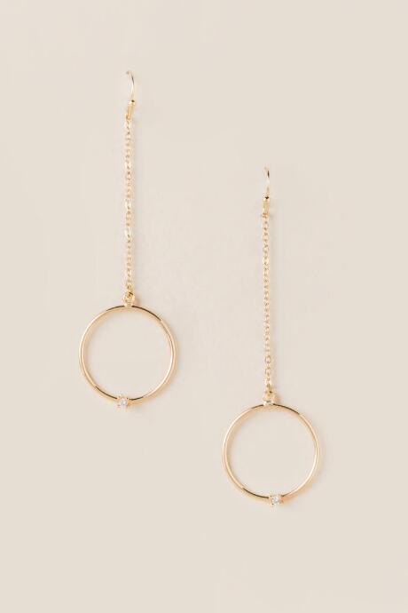 Francesca's Eigra Cubic Zirconia Circle Chain Drop Earring - Gold