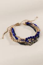 Francesca's Lucinda Multi Strand Pull Tie Bracelet - Blue