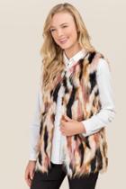 Francesca's Raine Multi Fur Long Vest - Multi