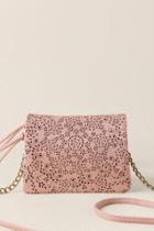 Francesca's Jessica Floral Perforated Crossbody - Blush