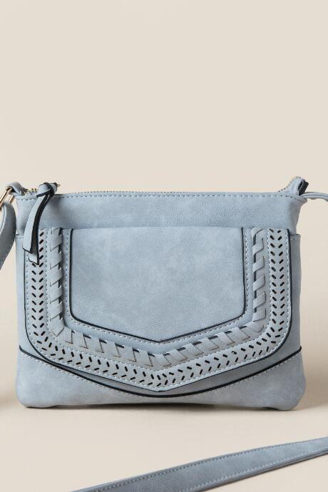 Francesca's Daria Whipstitch Crossbody - Light Blue