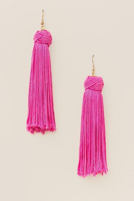 Francesca's Lauretta Thread Tassel Earring In Fuchsia - Fuchsia