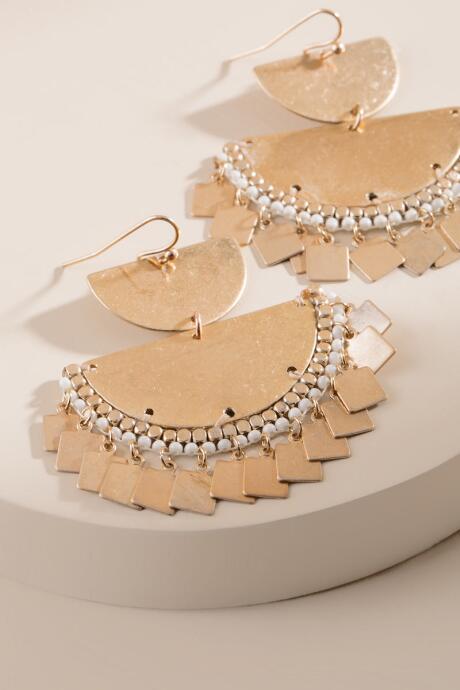 Francesca's Ariah Beaded Metal Earrings - Gold