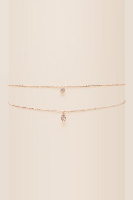 Francesca's Katy Double Cubic Zirconia Drop Choker In Rose Gold - Rose/gold