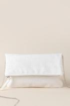 Francesca's Kacey Perforated Clutch - White