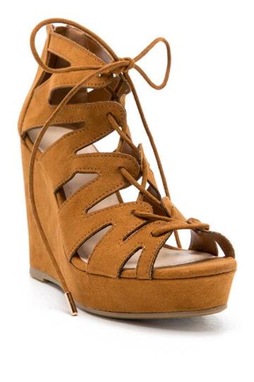 Jp Originals Trish Lace-up Wedge - Cognac