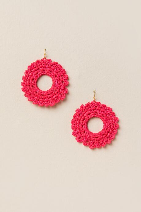 Francesca's Luna Woven Circle Hoop Earring - Neon Pink