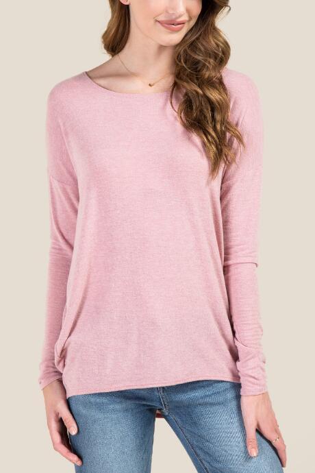 Francesca's Sabine Basic Dolman Jersey Top - Blush