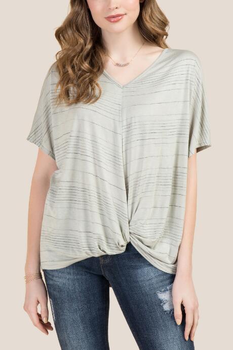 Francesca's Gabriella Short Sleeve Twist Front Top - Mint