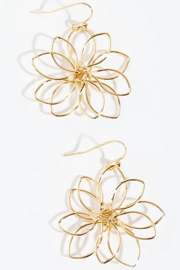 Francesca's Jasmin Wire Flower Drop Earrings - Gold