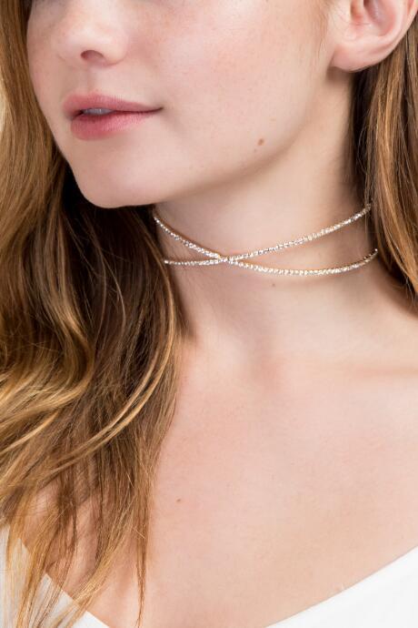 Francesca's Alicia Crystal Pav Choker - Gold